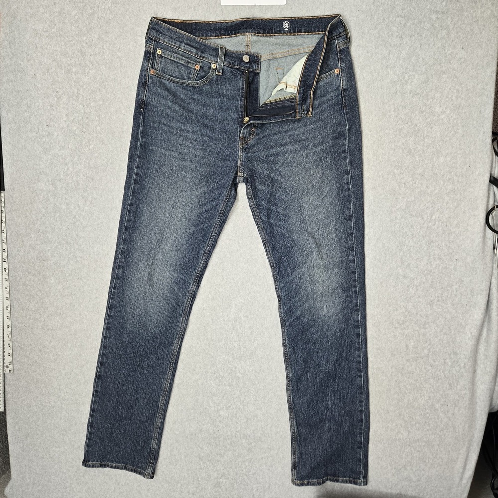 Levi's 514 Men Jeans 34X34 Blue Denim Straight Fit Cool 34" Inseam